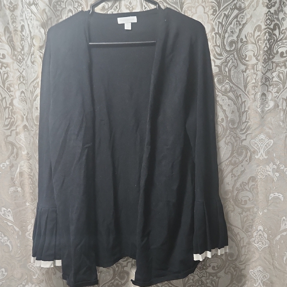 Charter Club Black Cardigan with White Accents